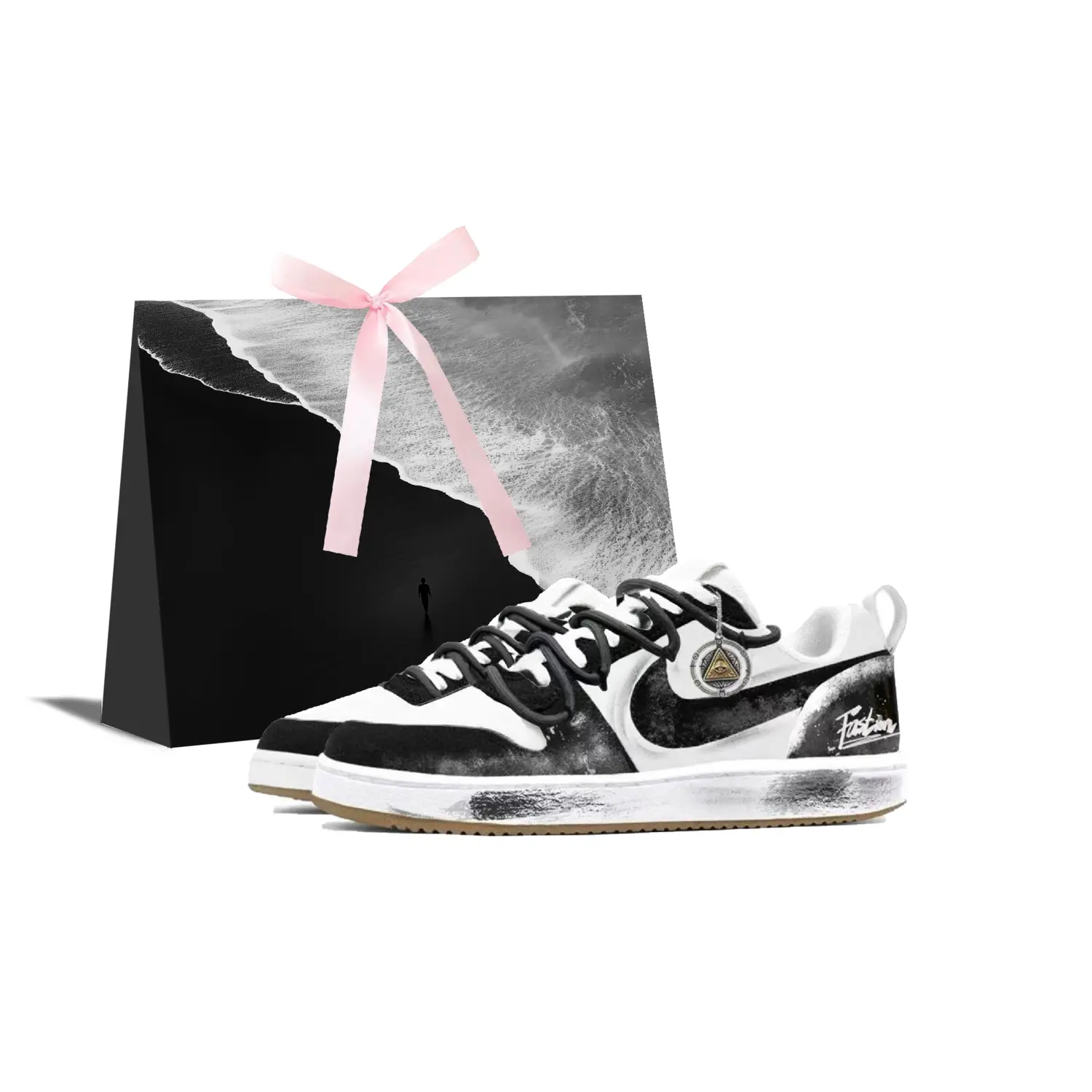 

Nike Кроссовки для скейтбординга Court Borough Copernicus Creation, Trendy Seal, устойчивые к истиранию, низкие, мужские, черно-белые