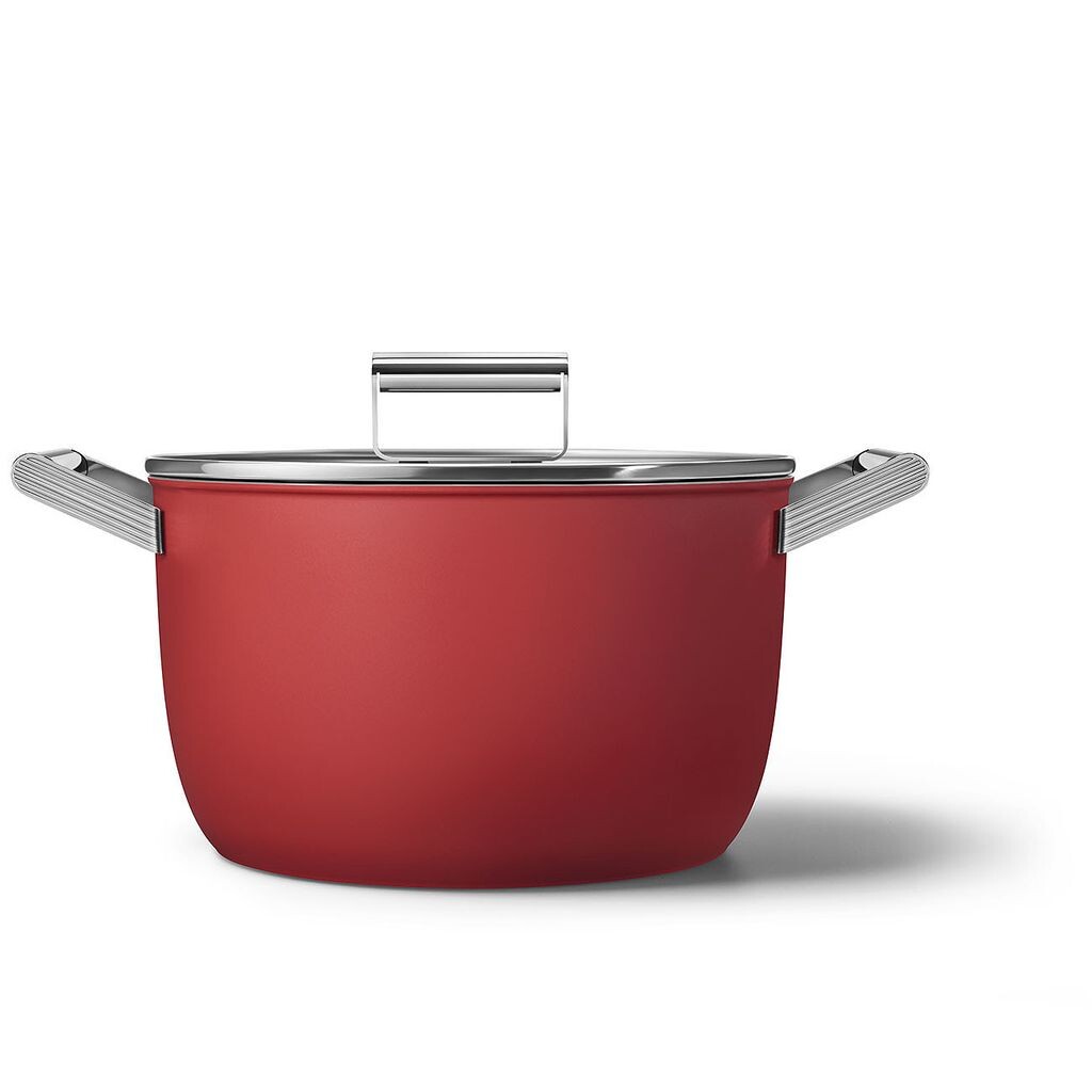 

Кастрюля SMEG с крышкой матовая красная - Ø 26 см / 7,7 литра