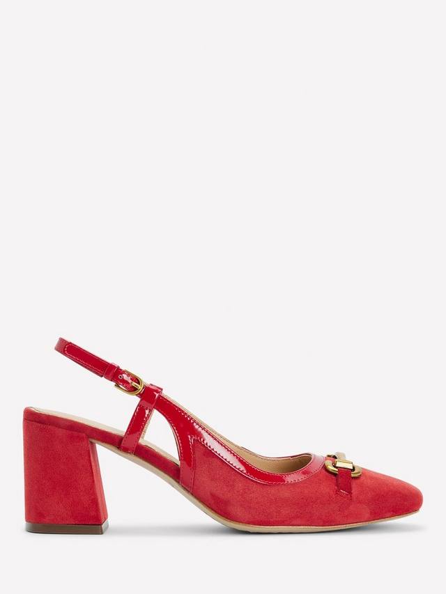 Туфли-лодочки Iris Suede с цепочкой и ремешком на щиколотке Boden, Post Box Red
