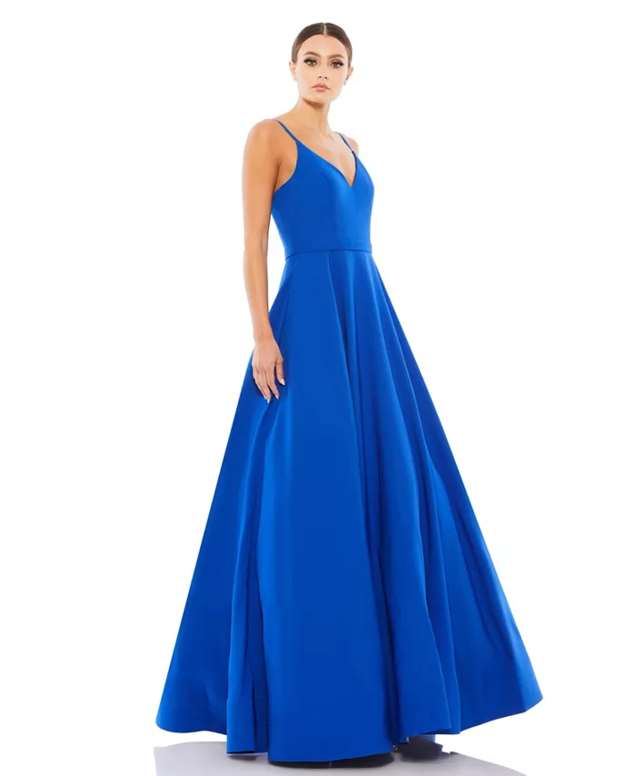 

Женское бальное платье Ieena Classic с V-образным вырезом и силуэтом А-силуэта Mac Duggal, синий