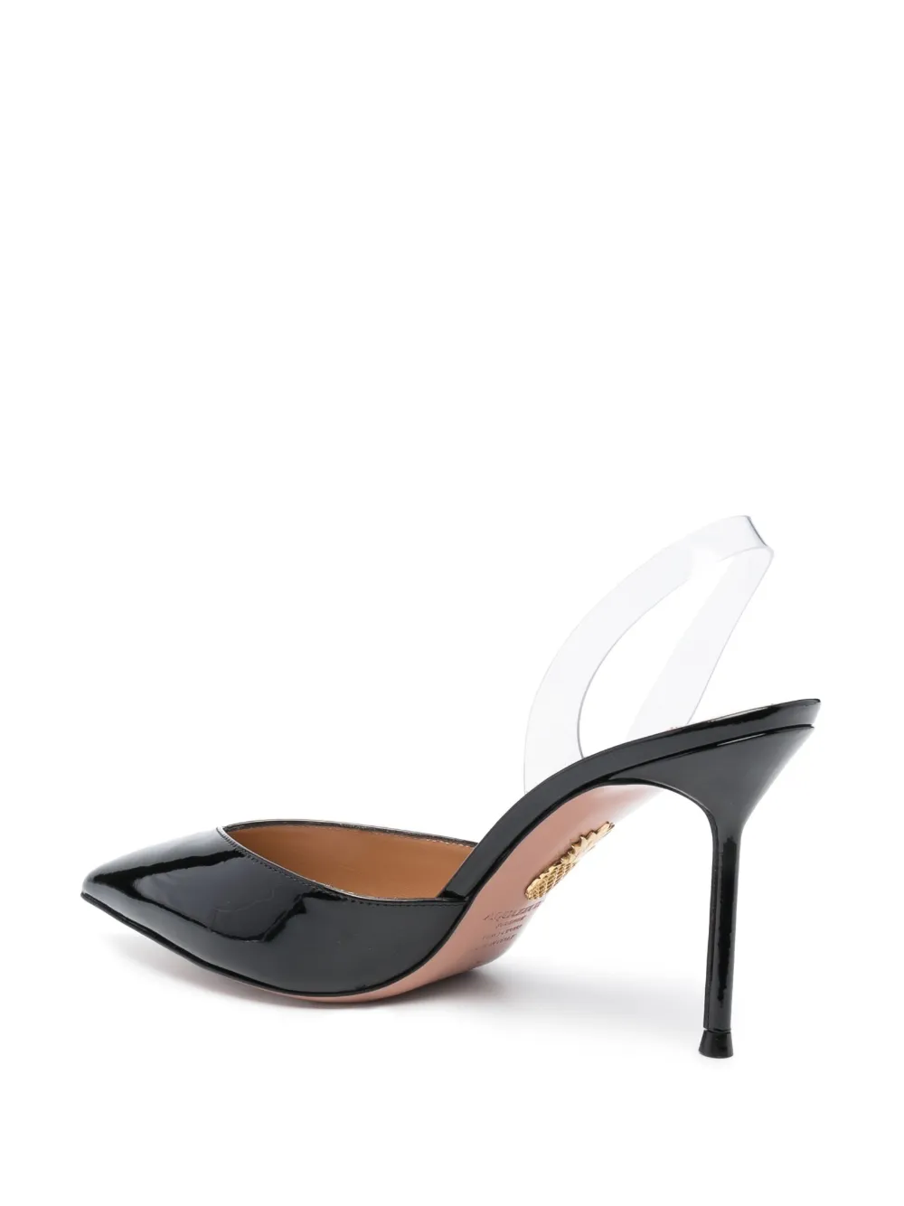 Туфли V Plexi 90 с ремешком на пятке Aquazzura, черный — фото 3