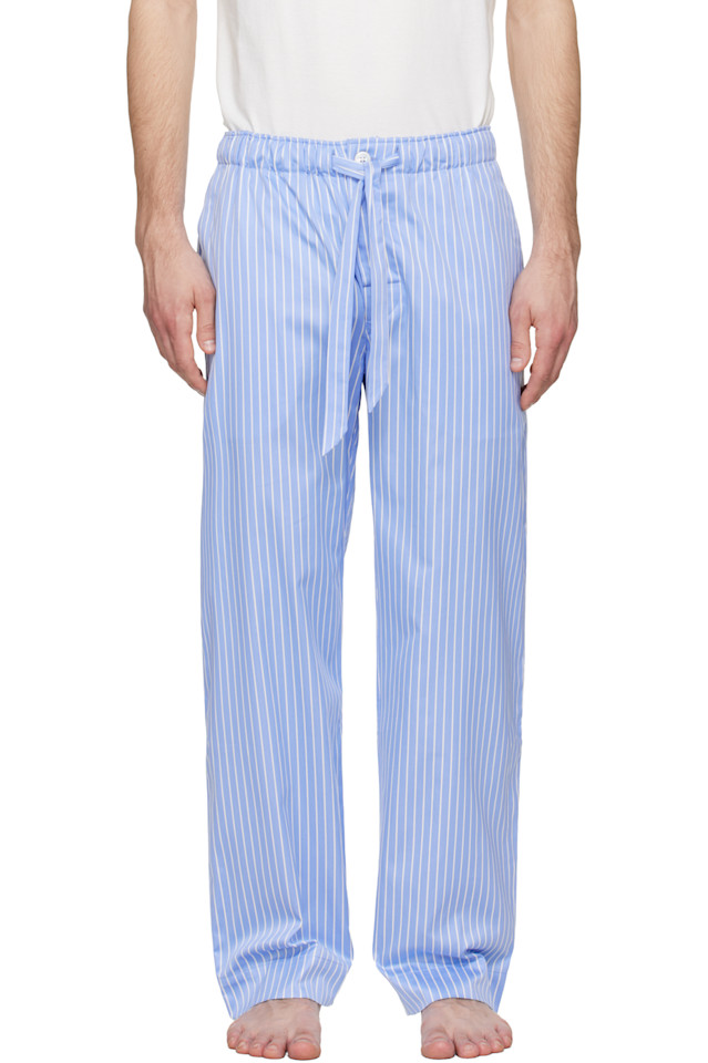 

Tekla Синие атласные пижамные штаны