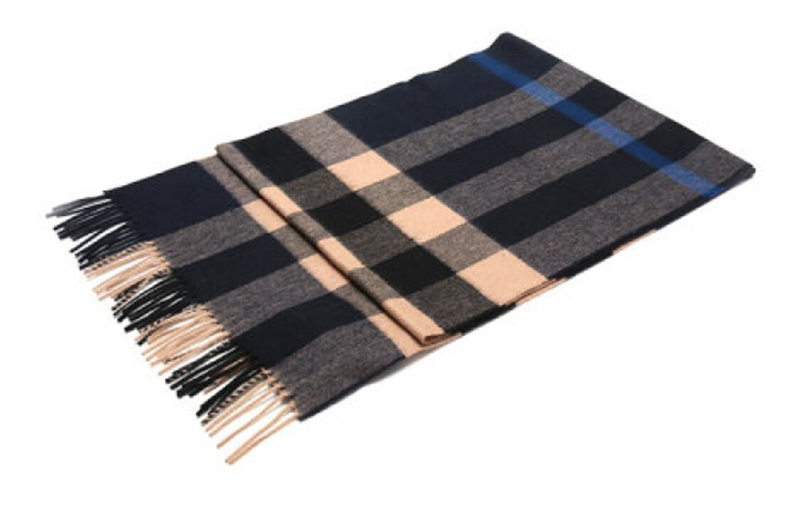 Вязаный шарф унисекс Burberry, Indigo/heart camel color — фото 4