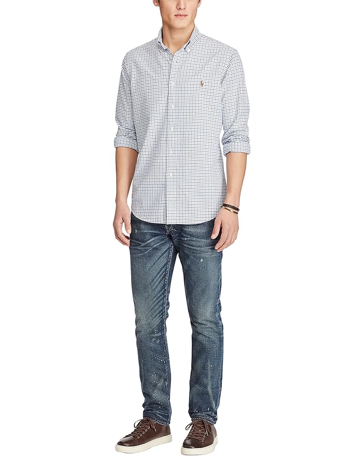 Мужская классическая оксфордская рубашка Polo Ralph Lauren, Blue/White Multi — фото 3
