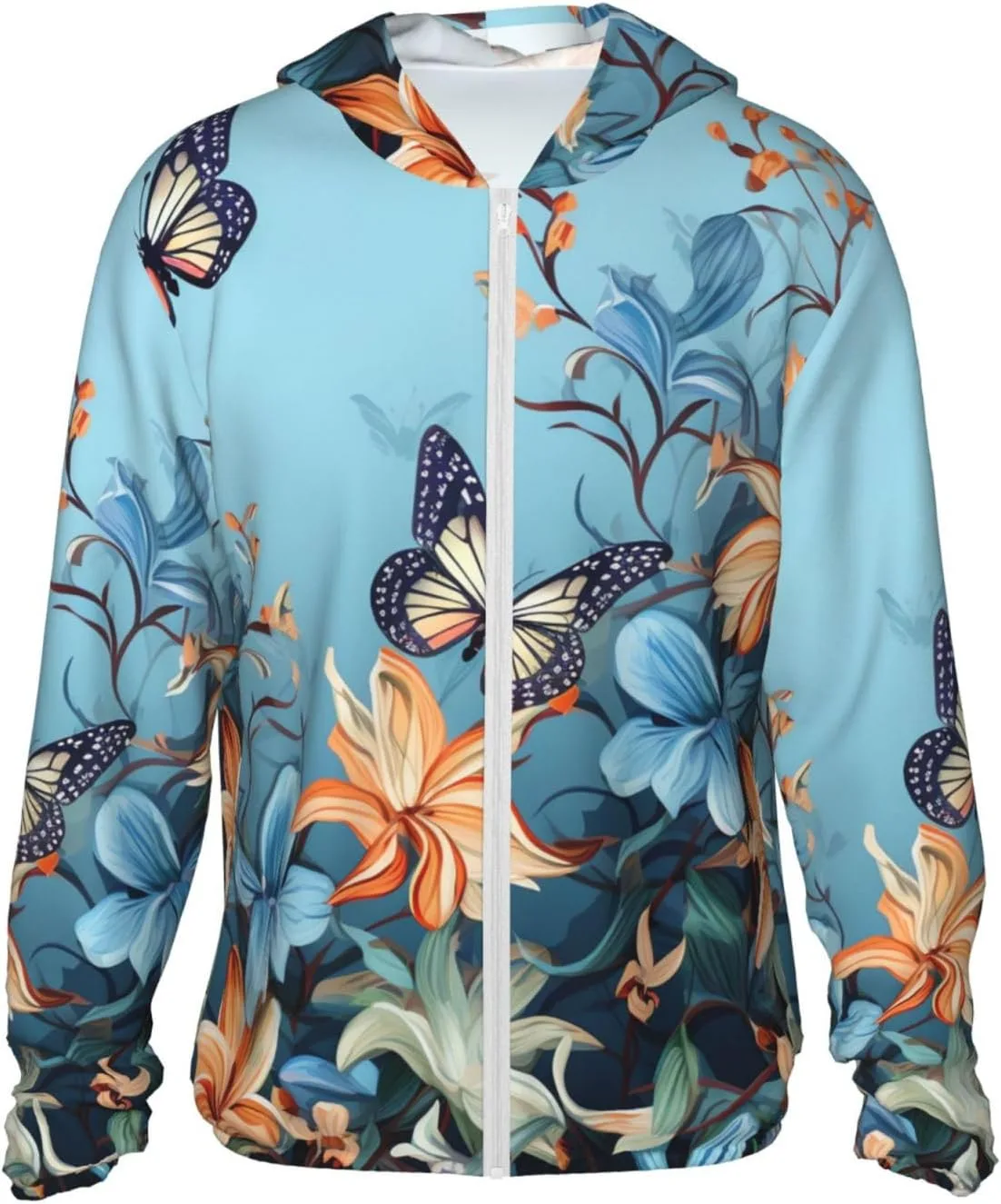 

Мужская рубашка с защитой от солнца upf 50+ blue butterfly floral NBSKSDLK