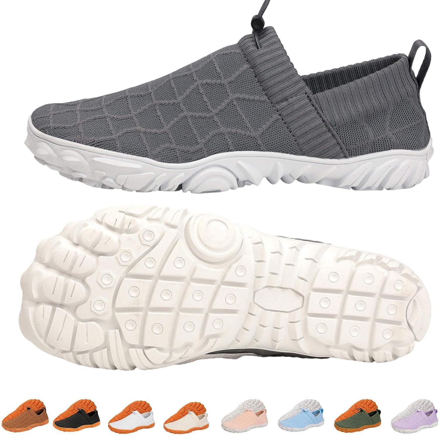 

Горные кроссовки для ходьбы для мужчин и женщин, с широкой носочной частью, противоскользящие, для бега, пляжа, плавания и бассейна Kiyenus, серый