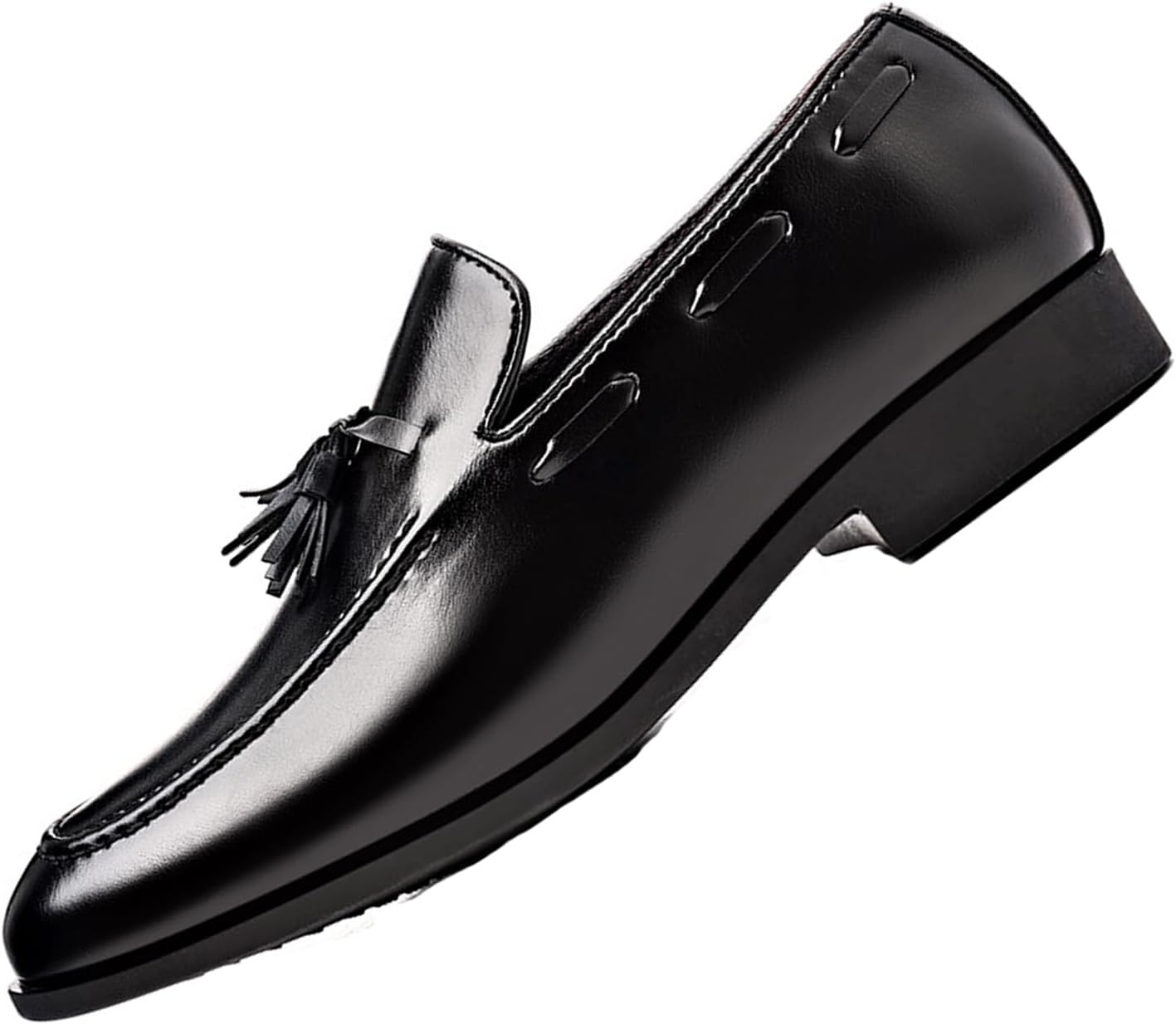 

Мужские винтажные кожаные лоферы с кисточками, модные туфли с заостренным носком без шнурков для смокинга, повседневные деловые нескользящие туфли Amazideal, черный