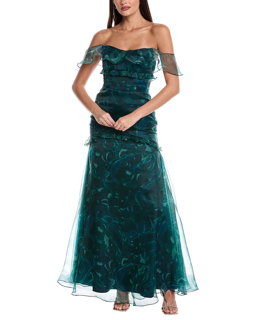 

Платье Rene Ruiz из органзы с рюшами, зеленый