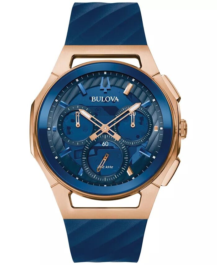 

Мужские часы с хронографом Marc Anthony CURV, синие каучуковые ремешки из EPDM, 44 мм Bulova