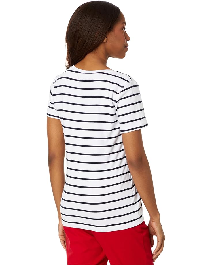 

Футболка Tommy Hilfiger Short Sleeve Stripe Vneck Tee, цвет Bright White/Sky Captain