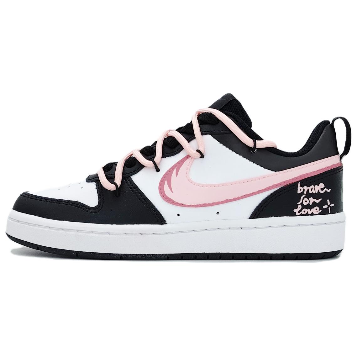 

Кроссовки Nike Court Borough Skateboarding Shoes Women's Low-top Black Pink White, черный