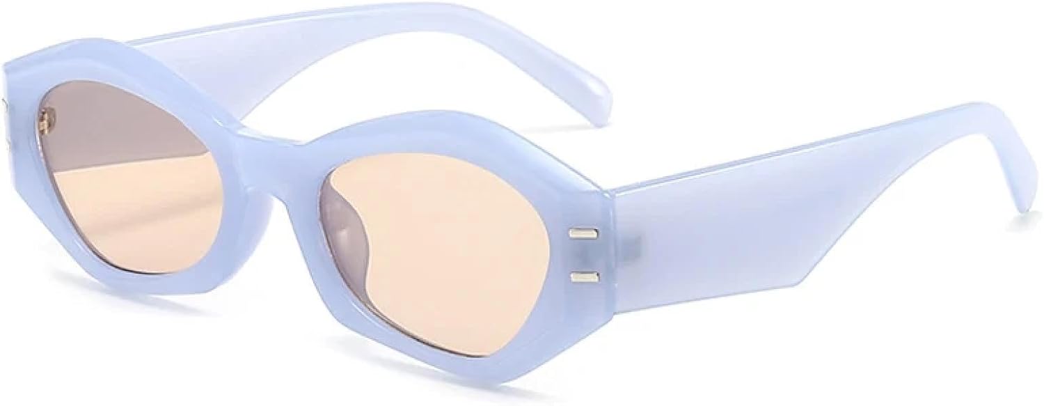 

Модные солнцезащитные очки «кошачий глаз» с неровными заклепками, для женщин и мужчин, классические, роскошные, для путешествий и вождения, с защитой от УФ-излучения UV400 TKKTLLT, Blue Tea