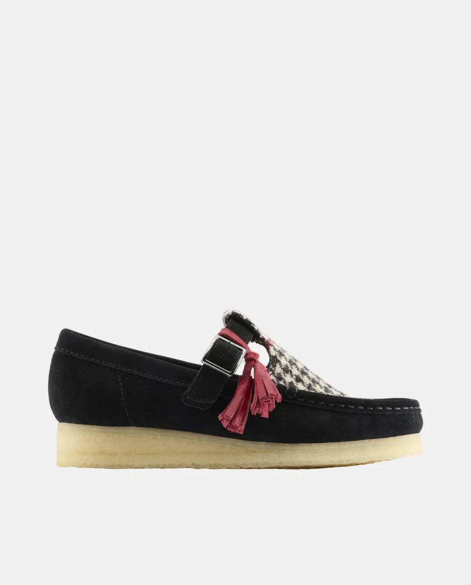 Женская обувь Wallabee T Bar из текстиля с резиновой подошвой Clarks, черный
