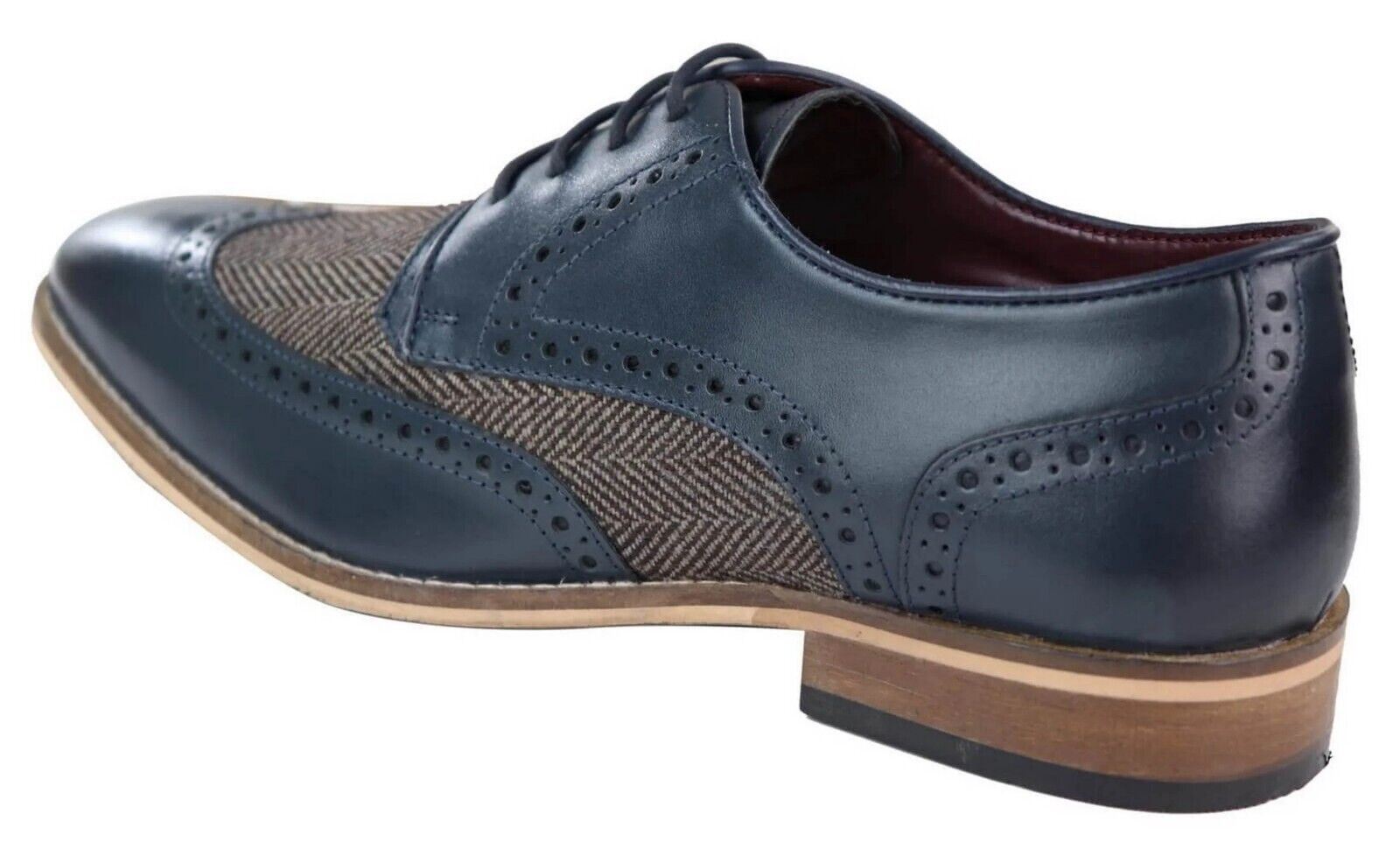 Мужские классические оксфорды Navy Brogue Derby в коричневой коже House Of Cavani — фото 4