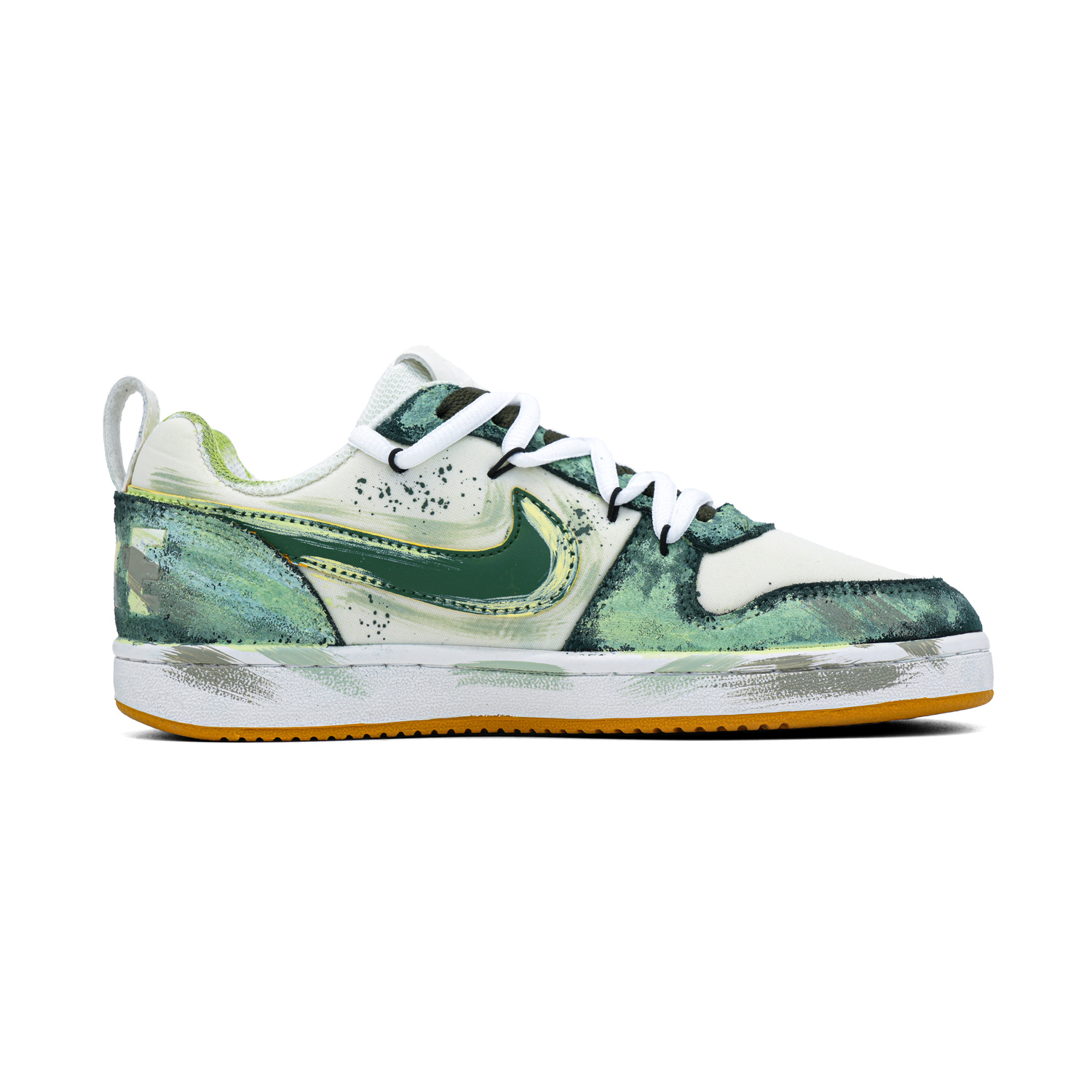 Nike Мужские низкие кроссовки для скейтбординга Court Borough PRM Party Star с амортизацией, износостойкие, бело-зеленые — фото 3