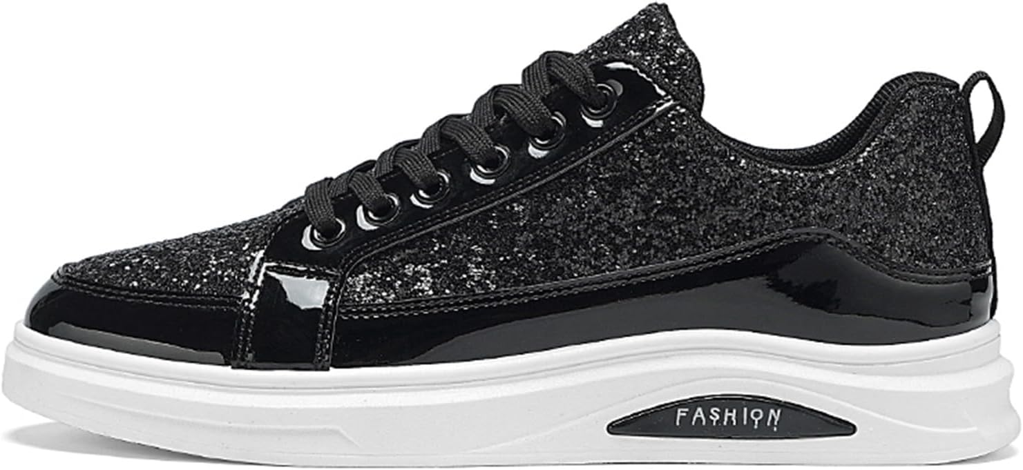 

Мужские модные кроссовки с блестками, сверкающие теннисные туфли с пайетками, низкие повседневные скейтбордические кроссовки Spwagym, черный