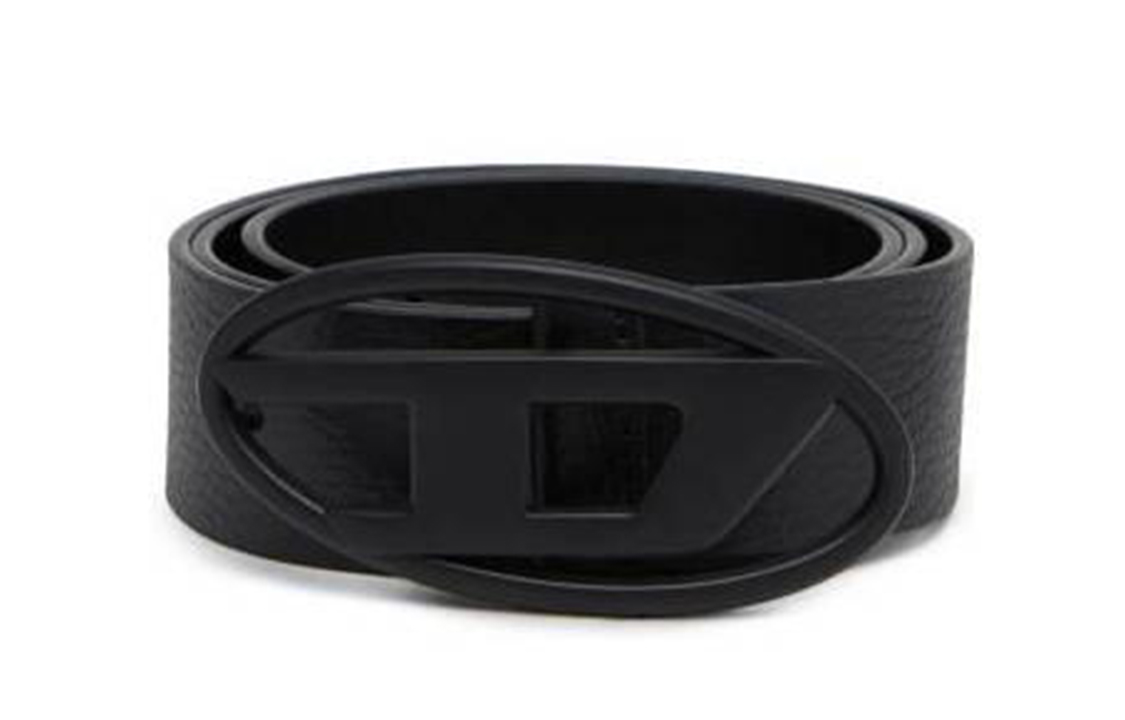 

Кожаный ремень Metal Leather Belts мужской черный ширина 3.9 см DIESEL