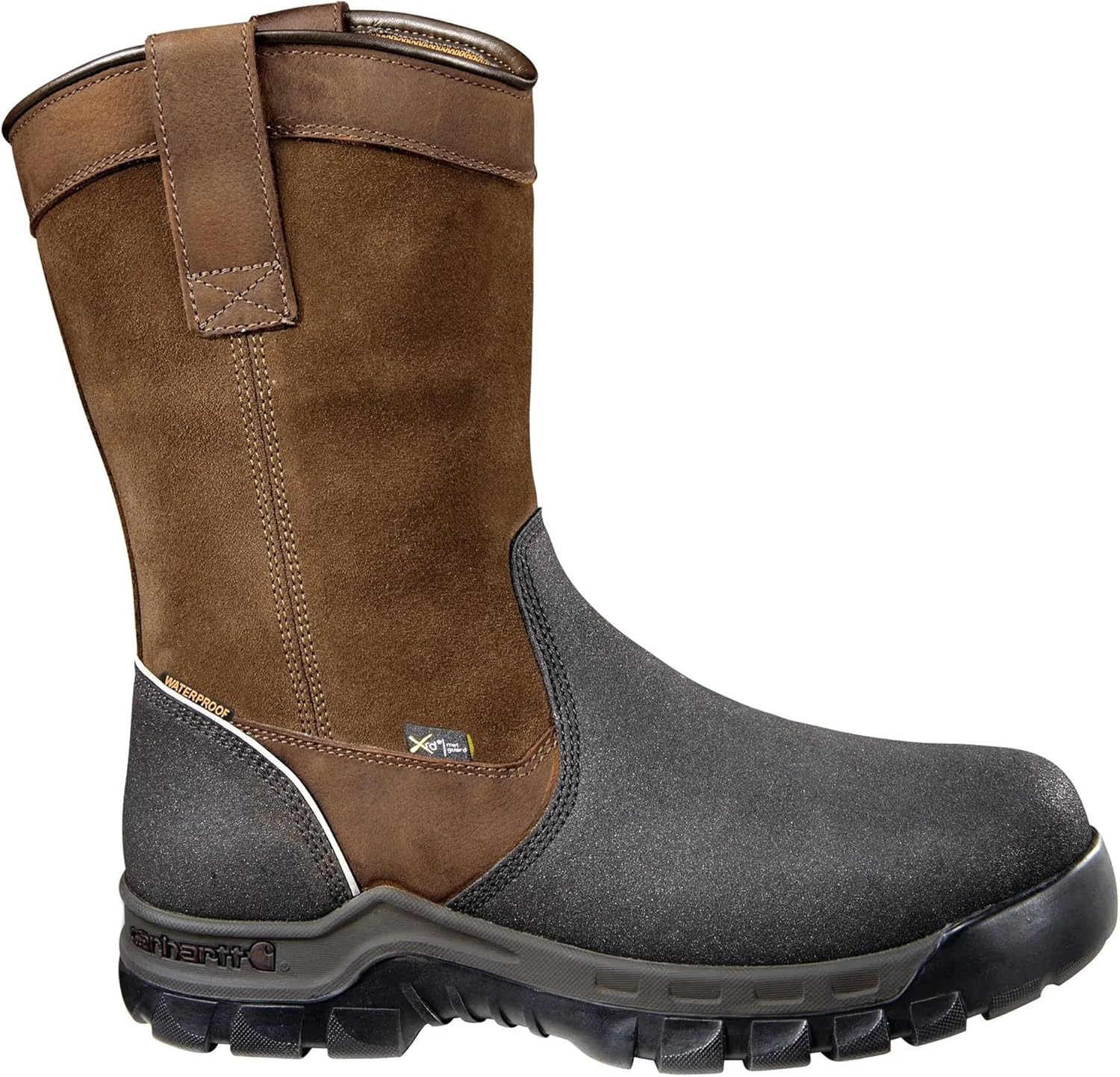 Рабочие ботинки Carhartt Men's CMF1721 Rugged Flex 11" Waterproof Composite Toe Wellington с металлической защитой, Brown Oil Tan/Black Coated — фото 4