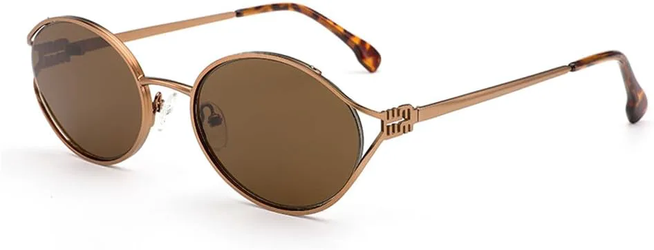 

Ретро-солнцезащитные очки в металлической оправе овальной формы для женщин и мужчин, для вождения, с маленькими солнцезащитными линзами UV400 generic, Brown Sun