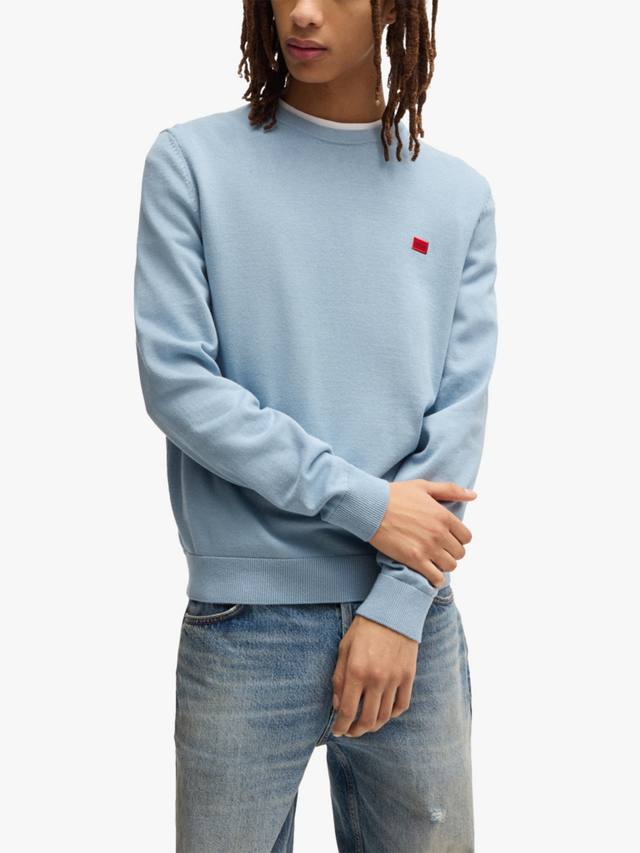 

Хлопковый джемпер HUGO с круглым вырезом HUGO BOSS, Mid Blue