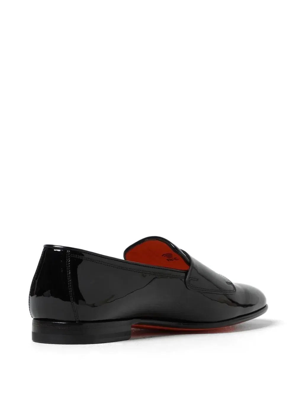 Лоферы из лакированной кожи с двойным ремешком Santoni, черный — фото 3