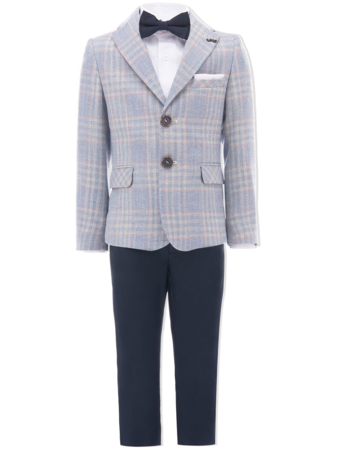 

Moustache plaid peak-lapel suit, синий