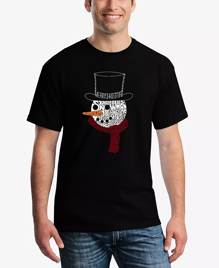 

Мужская футболка с принтом "Snowman Face Word Art" LA Pop Art, черный