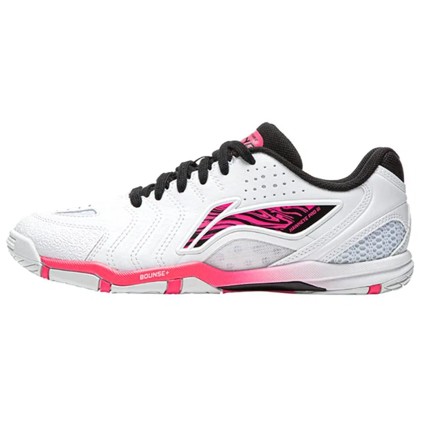 Кроссовки для настольного тенниса Hawkeye 3.0 PRO Li-Ning стандартный белый/черный/флуоресцентный розовый