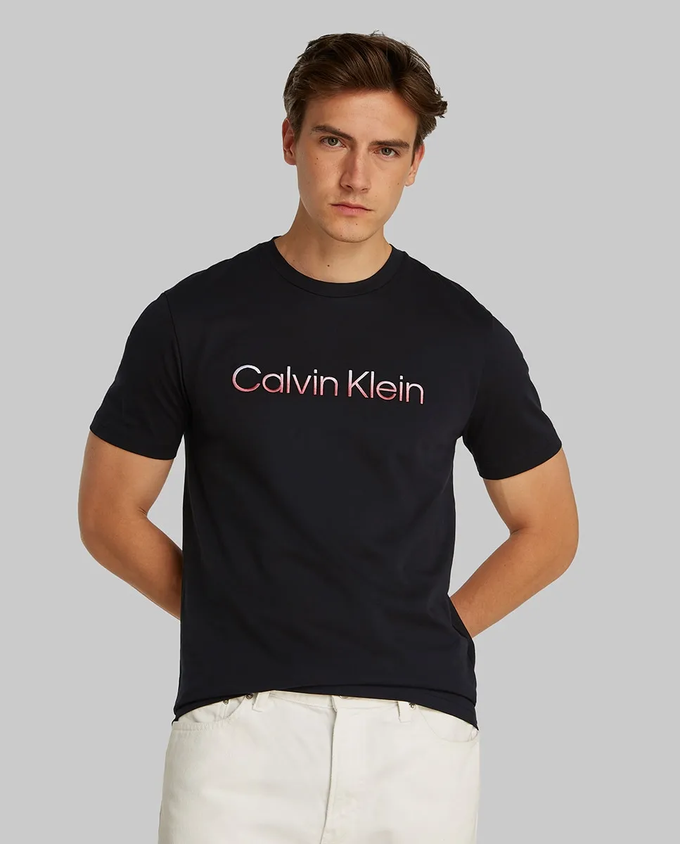 

Двухцветная вышитая футболка Calvin Klein, черный