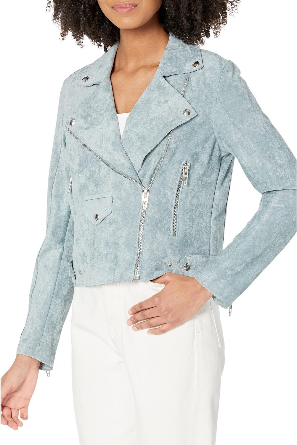 

Куртка Suede Moto Jacket in Ocean Wave Blank NYC, цвет Ocean Wave