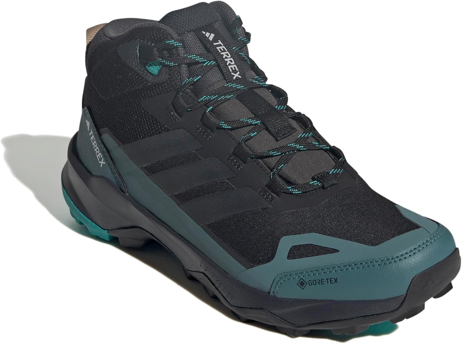 Мужские походные ботинки Adidas Terrex Skychaser Ax5 Mid Top Gore-tex, черный/бирюзовый/угольный — фото 4