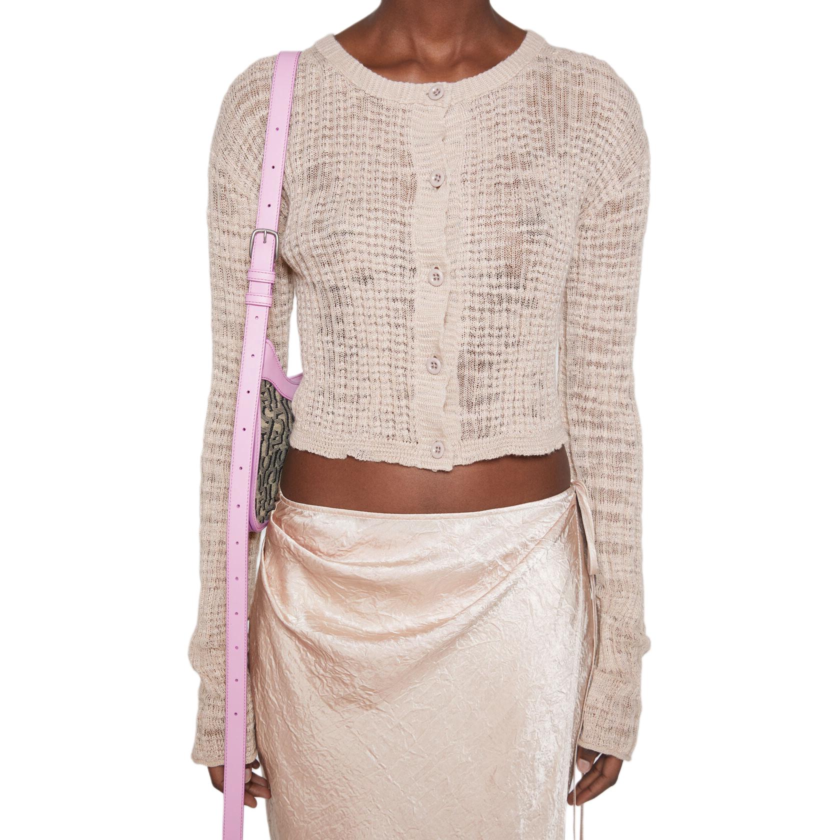 Укороченный кардиган из широкой резинки Dusty Pink Acne Studios — фото 4