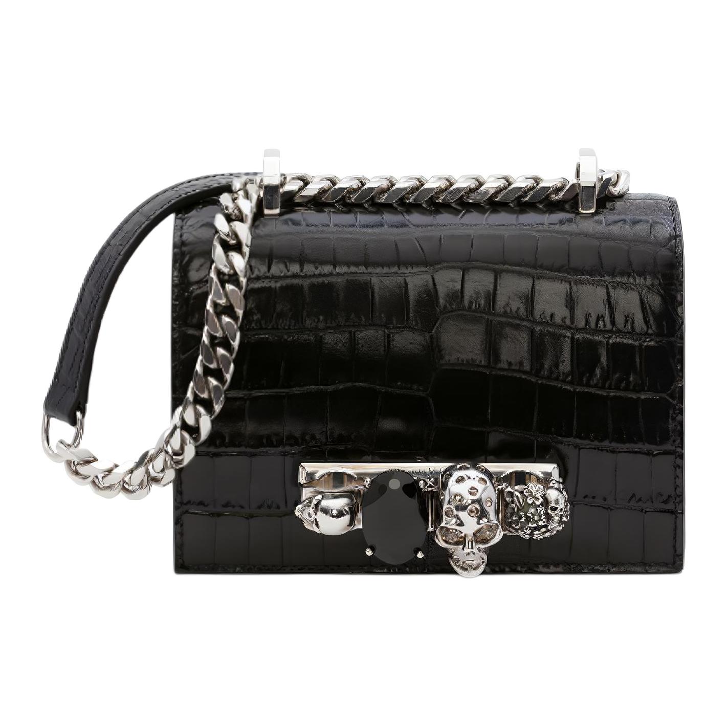 

Alexander Mcqueen Женская мини-сумка через плечо из телячьей кожи с тиснением под крокодила, черная