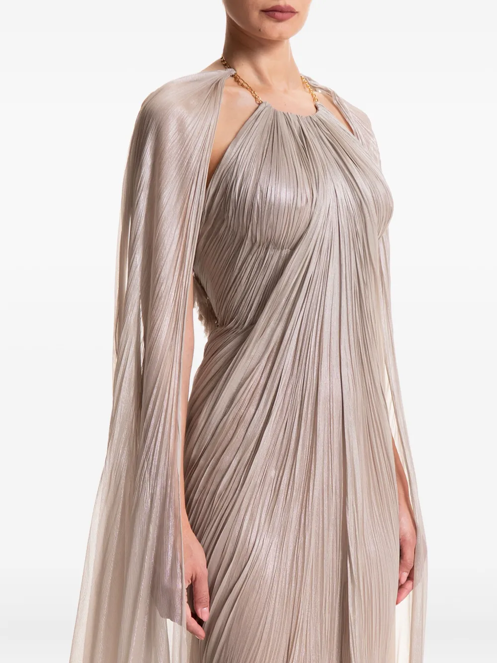 

Плиссированное платье с кейпом Maria Lucia Hohan, нейтральный