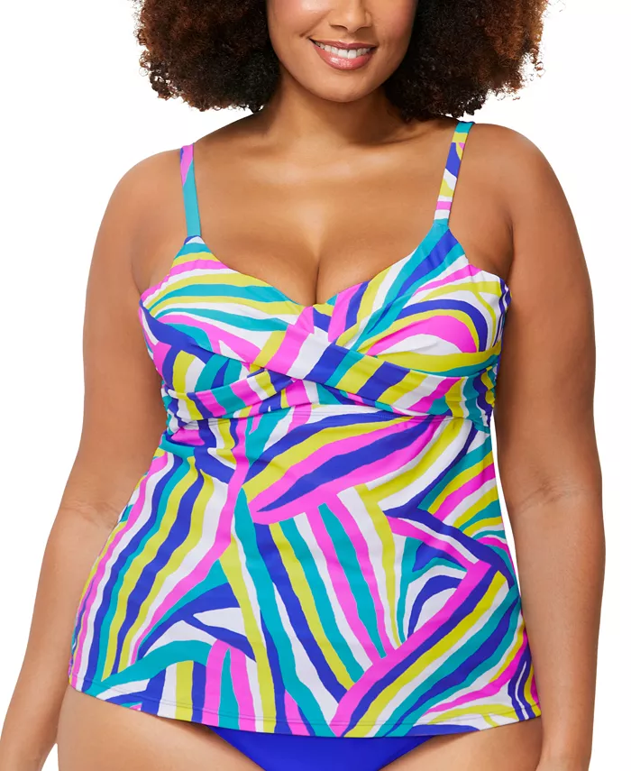 

Модный топ-танкини с чашками на косточках Aries для полных женщин Raisins Curve, мультиколор