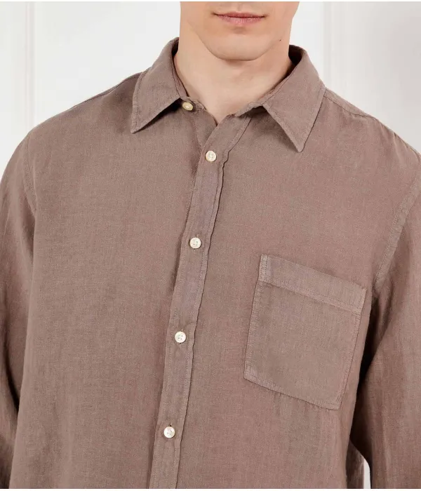 Элегантная льняная рубашка_6 Regular fit Boss Orange, бежевый — фото 4