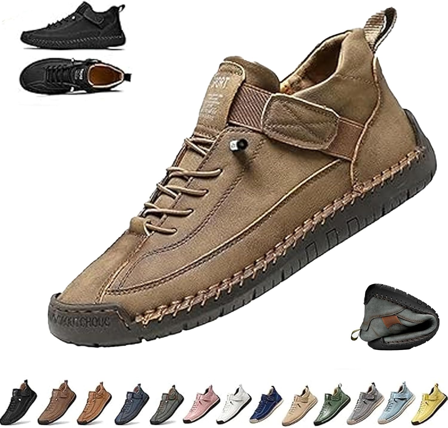 

Женские ручной работы кожаные ортопедические комфортные туфли, унисекс удобные ортопедические кроссовки, мужские слипоны для ходьбы Ghtrhsb, хаки