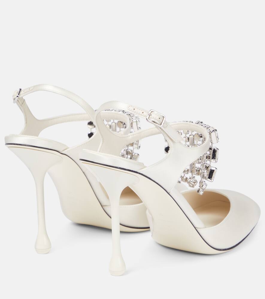 Туфли-лодочки Verity 95 с отделкой из сатина Jimmy Choo, Ivory/Crystal — фото 2