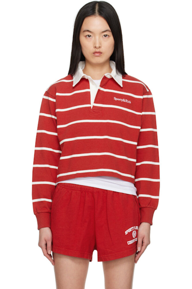 

Поло для регби с красным и белым логотипом Serif Sporty & Rich