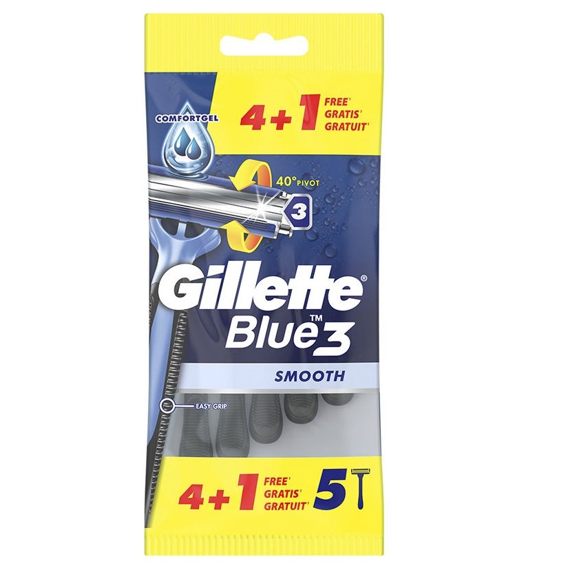 

Gillette, Одноразовые мужские бритвы Blue 3 Smooth, 5 шт