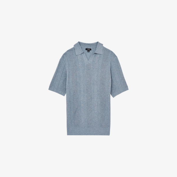 

Поло Reiss Kansas с фактурной полоской, синий