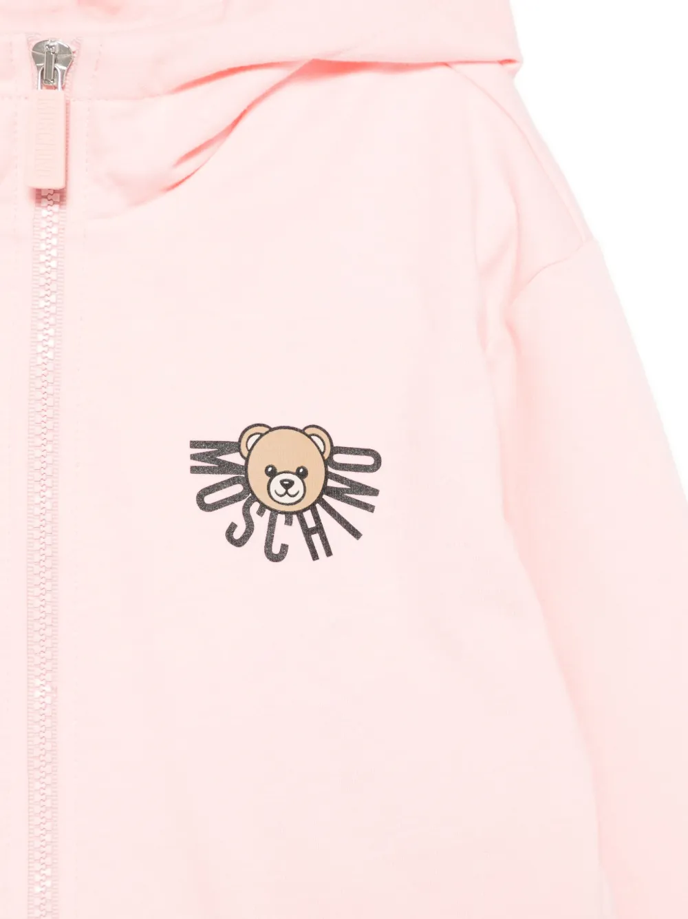 Толстовка с капюшоном на молнии с принтом Тедди Moschino Kids, розовый — фото 3