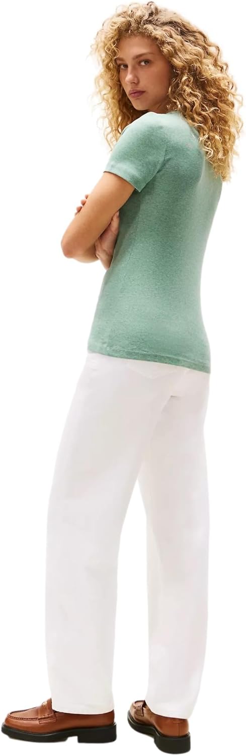 

Женская футболка Tommy Hilfiger с коротким рукавом и V-образным вырезом, однотонная хлопковая, Green Heather, Зеленый, Женская футболка Tommy Hilfiger с коротким рукавом и V-образным вырезом, однотонная хлопковая, Green Heather