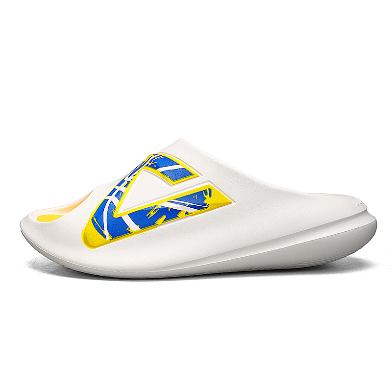 

PEAK Очень маленькие мужские шлепанцы с жирным принтом в бело-сине-желтом цвете, цвет White Blue Yellow