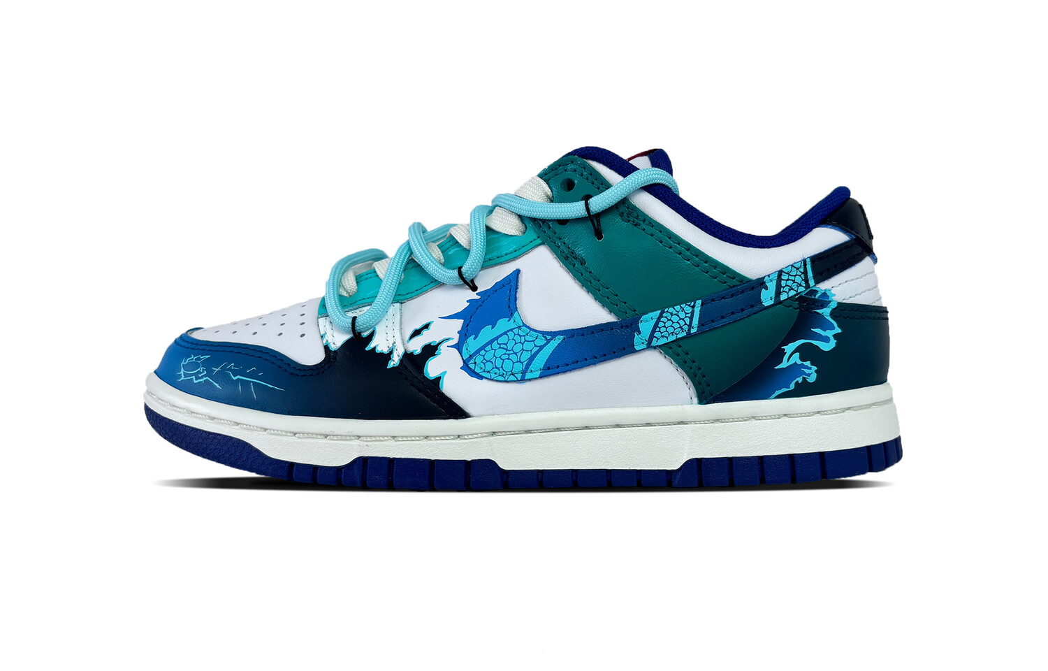 

Кроссовки Nike Dunk Skateboarding Shoes Unisex Low-top Blue/Green/Black, синий