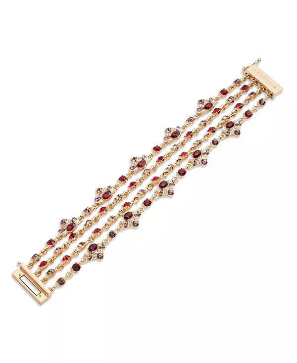 

Многорядный гибкий браслет с искусственным жемчугом, камнями из стекла и эпоксидной смолы Marchesa, red