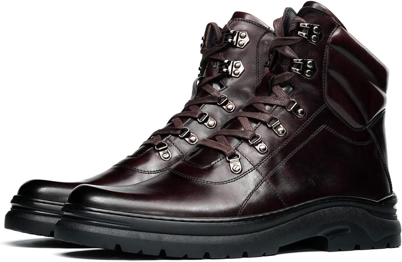 

Мужские кожаные оксфорды Santimon - зимние ботинки на шнуровке с боковой молнией, с мягким воротником, прочные повседневные модные ботинки для свадьбы, вечеринки и деловых мероприятий, Coffee