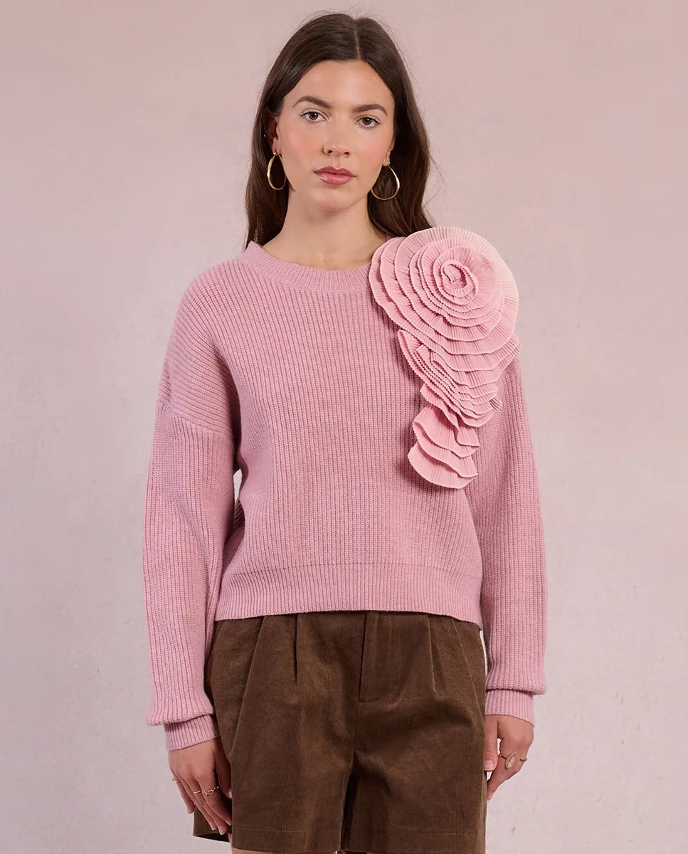 

Женский джемпер с длинным рукавом с цветочным деталем Molly Bracken, розовый