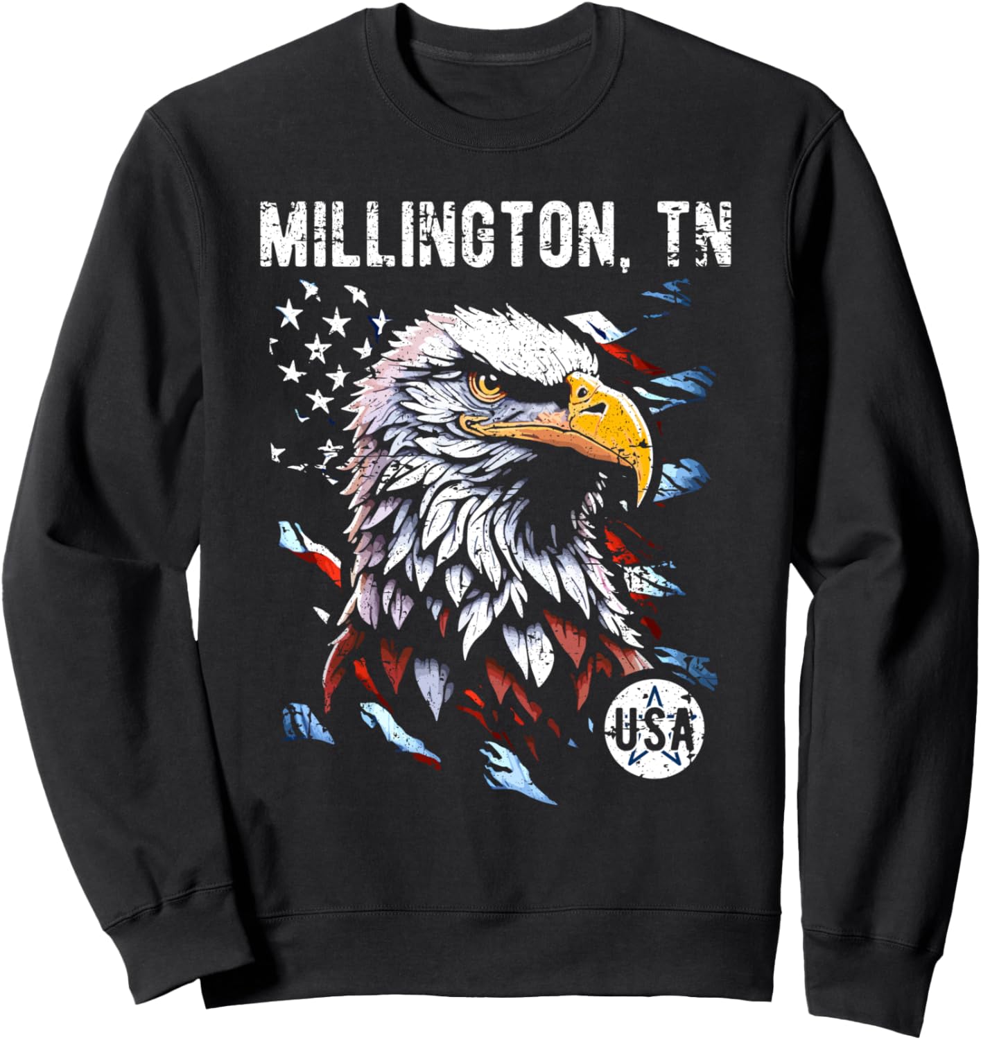 

Толстовка в винтажном стиле с изображением патриотического орла и американского флага, Миллингтон, Теннесси Awesome Millington Tn Usa Designs Souvenirs, черный