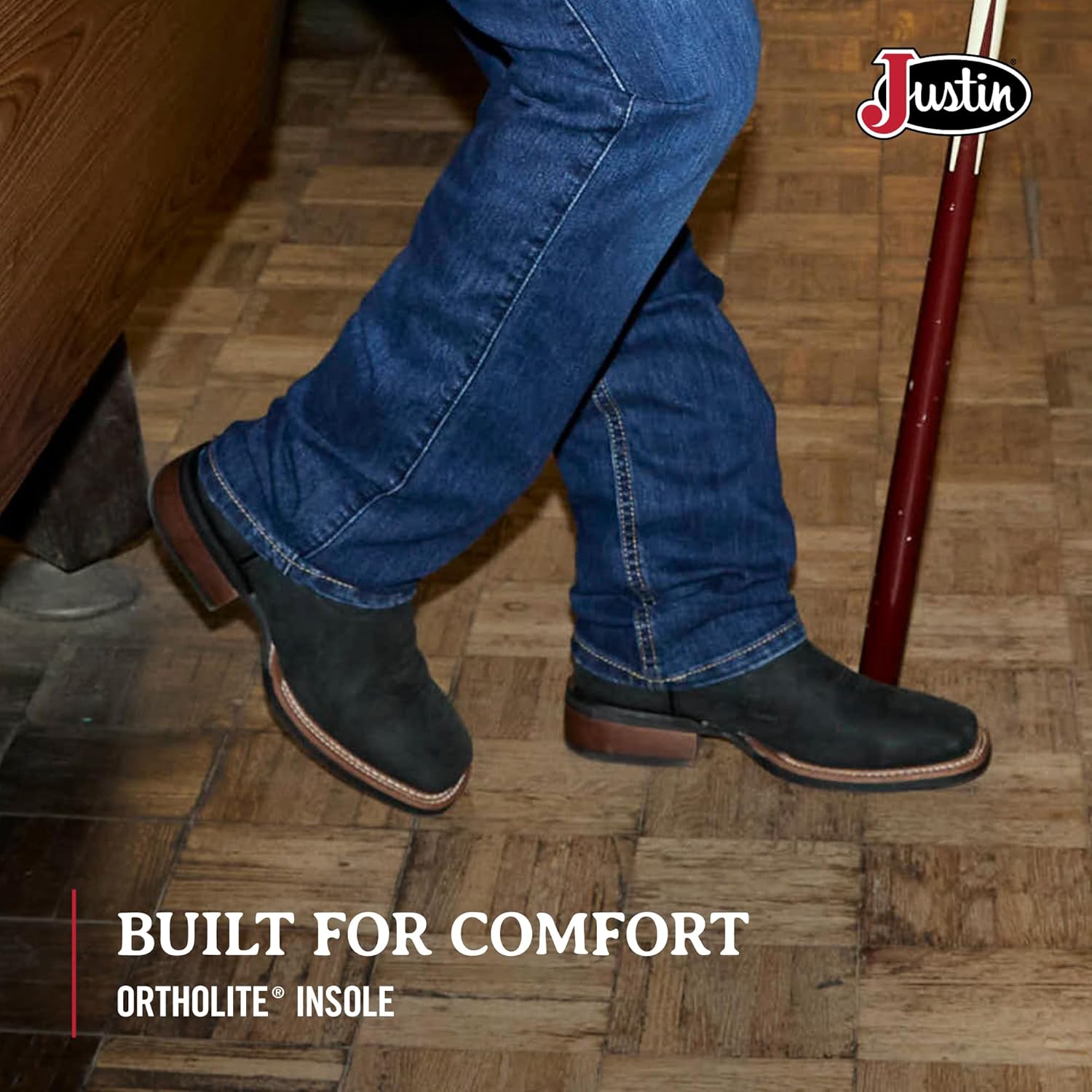 Мужские вестерн-бутсы Justin Show Stopper 11 - Коллекция Frontier - Ковбойские ботинки с квадратным носком, кожаные, с комфортной стелькой и противоскользящей подошвой, Ash — фото 4